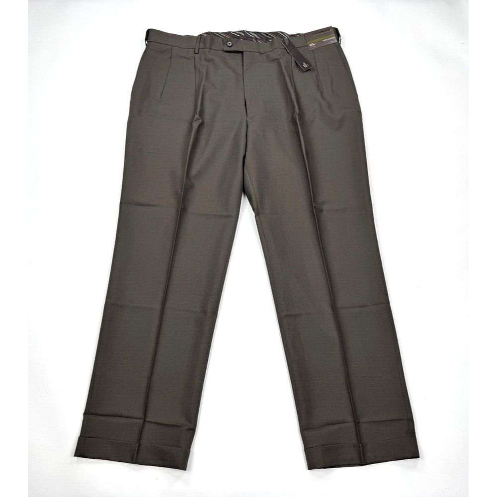 Louis Raphael Luxe Mario Pleated Wool Pant Mens 44 x32 NWT Extended Waist Pocket